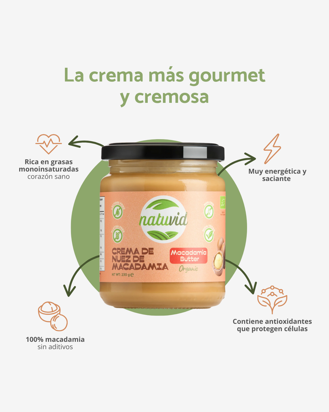 Crema de nuez de macadamia orgánica 250gr