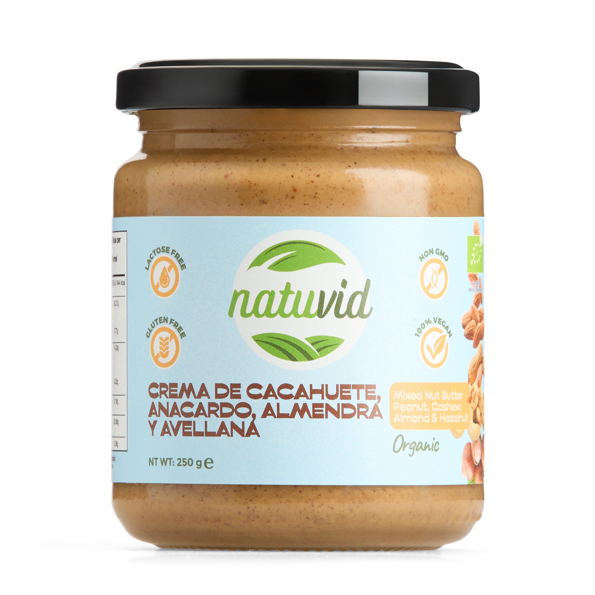 Crema de Cacahuete, Anacardo, Almendra y Avellana orgánica 250gr