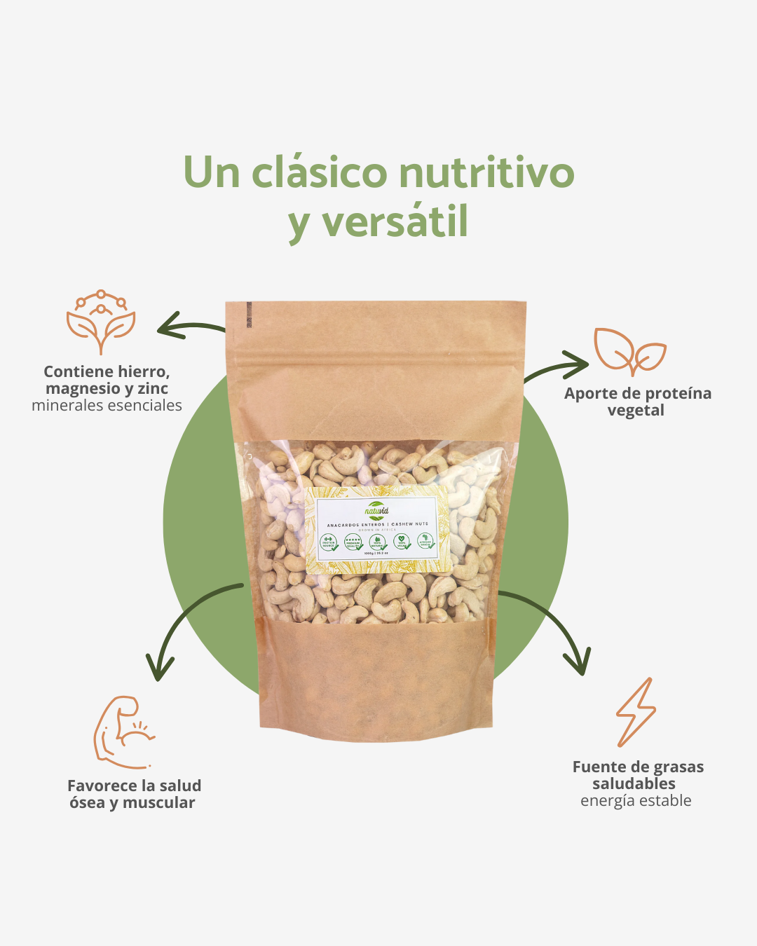 Anacardos Naturales Crudos Enteros 1kg Origen África