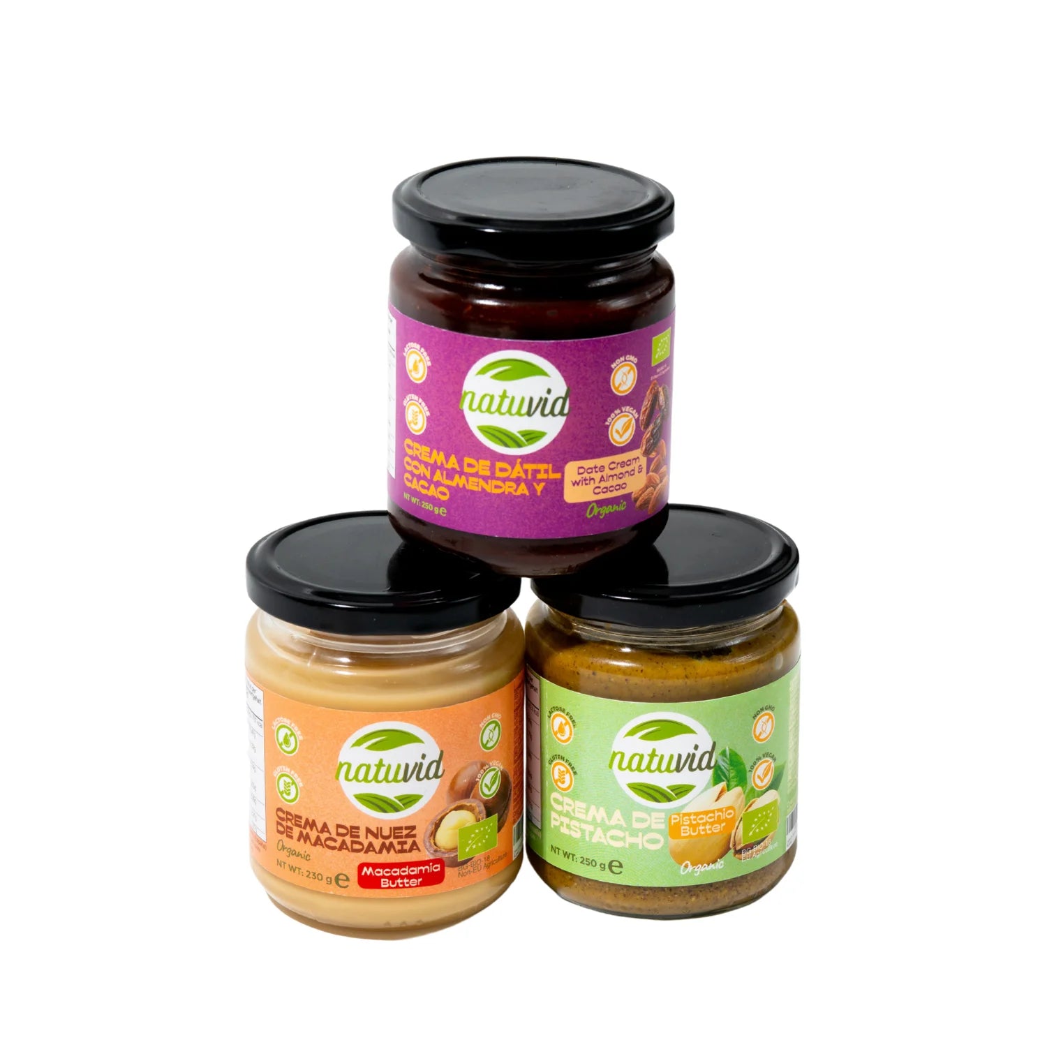 Pack Gourmet: Pistacho, Macadamia y Dátil/Cacao